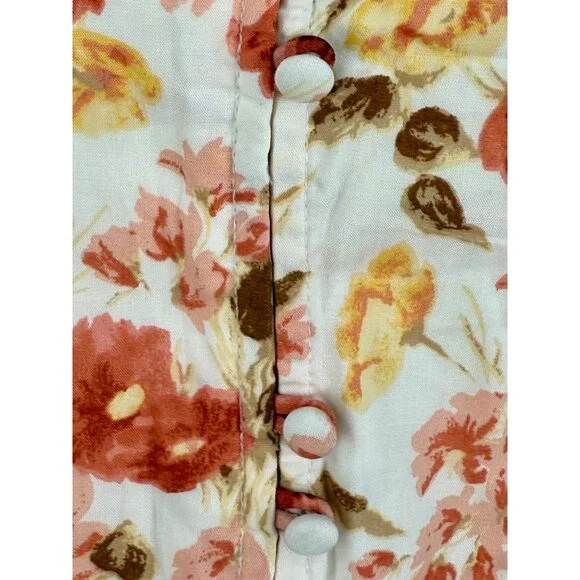 Abercrombie Flirty Romantic Floral Button Front Tie-Strap Feminine Crop Top Cami - Picture 4 of 13